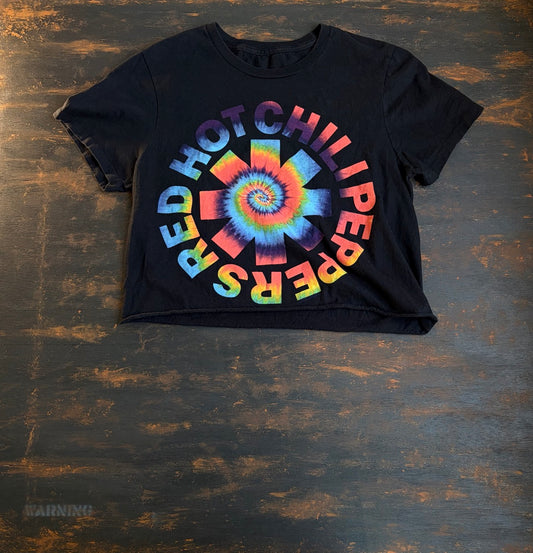 Vintage Red Hot Chili Peppers Women's Cropped Tee - Faded Black