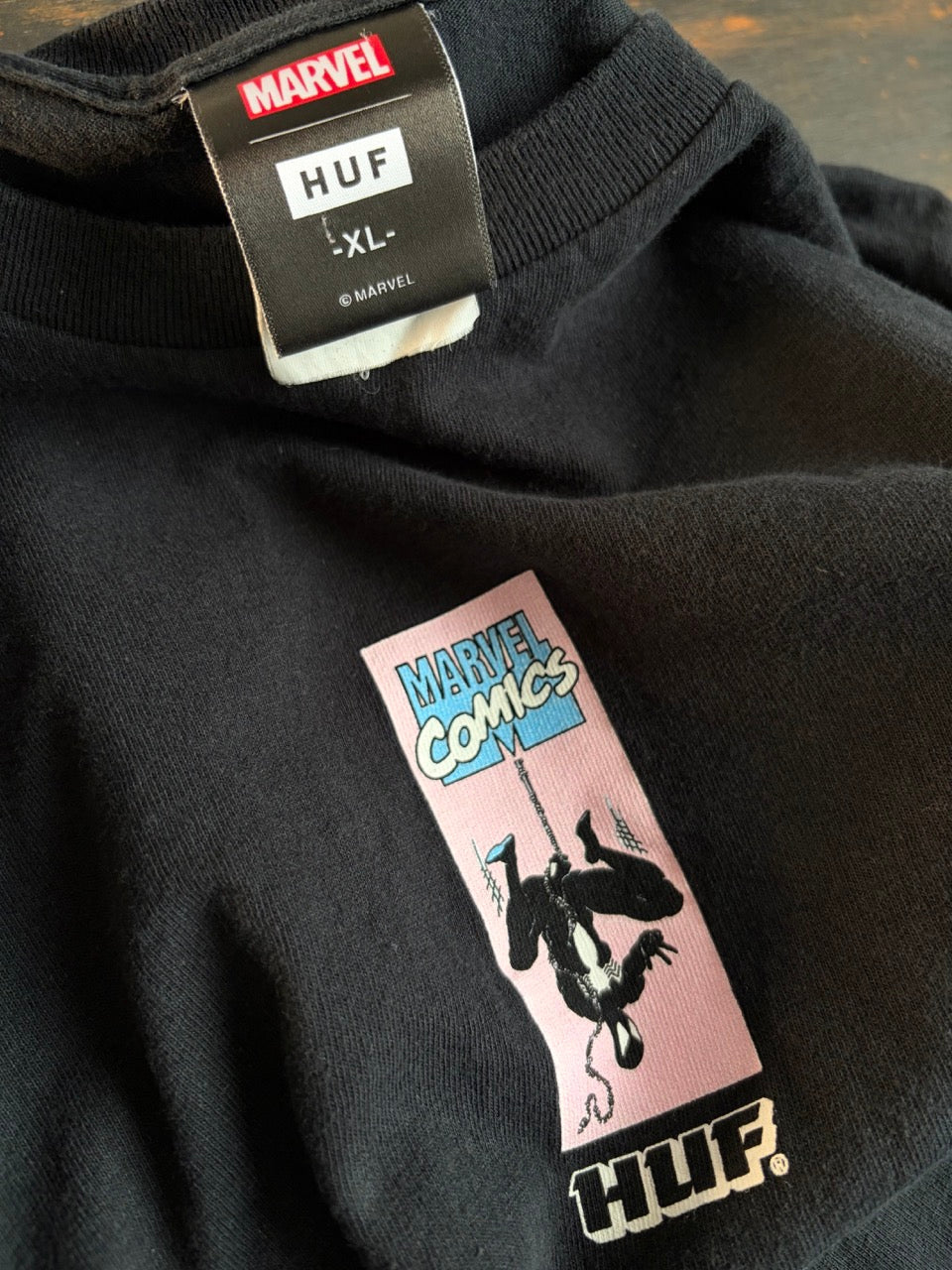 MARVEL x HUF "Black Suit Spiderman" Collab Tee - Size XL