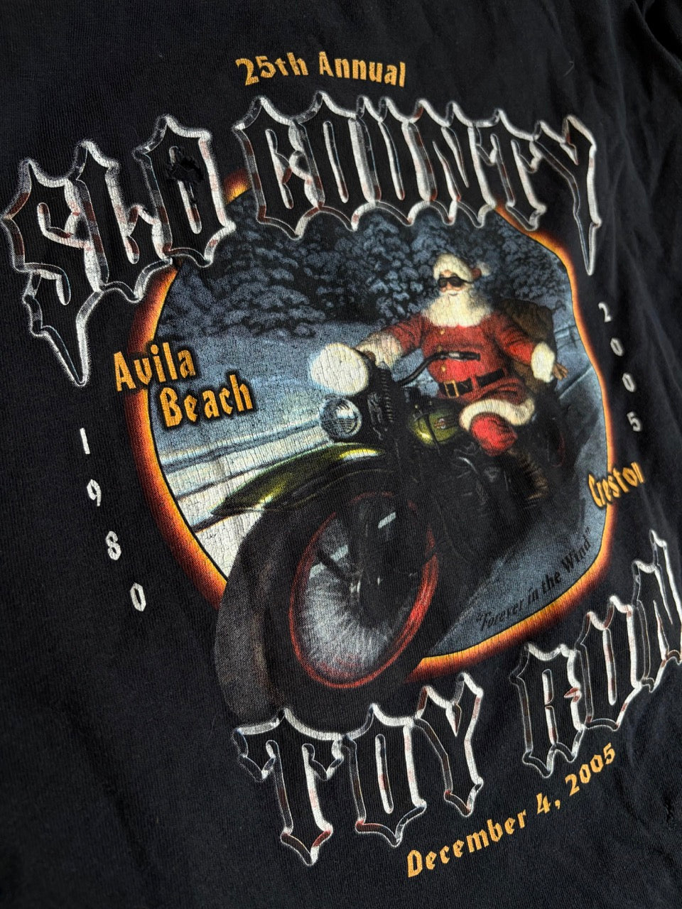 Y2K "Bad Santa" Biker Long Sleeve - Flame Sleeves & Back Print