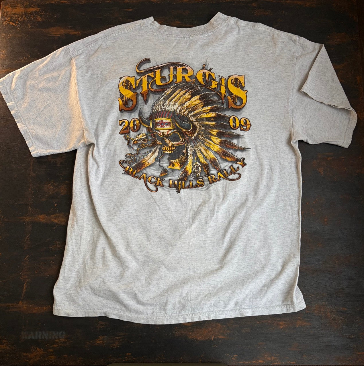 Vintage 2009 Sturgis Black Hills Rally Skull Tee - Faded Gray
