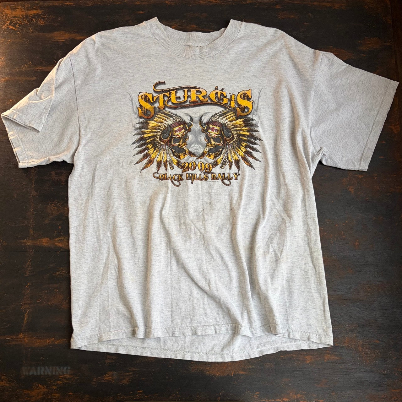 Vintage 2009 Sturgis Black Hills Rally Skull Tee - Faded Gray