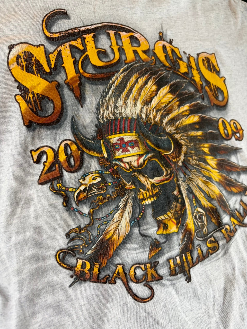 Vintage 2009 Sturgis Black Hills Rally Skull Tee - Faded Gray