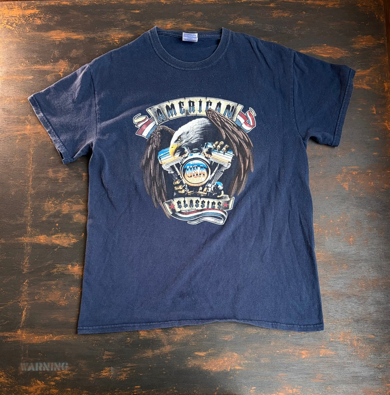 "American Classics" Eagle & V-Twin Engine Graphic Tee - Size M