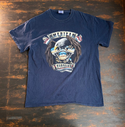 "American Classics" Eagle & V-Twin Engine Graphic Tee - Size M