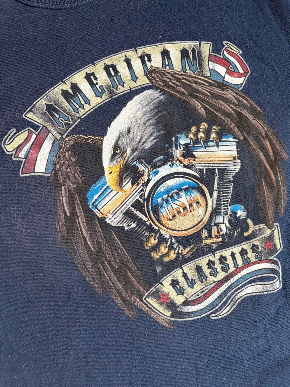 "American Classics" Eagle & V-Twin Engine Graphic Tee - Size M