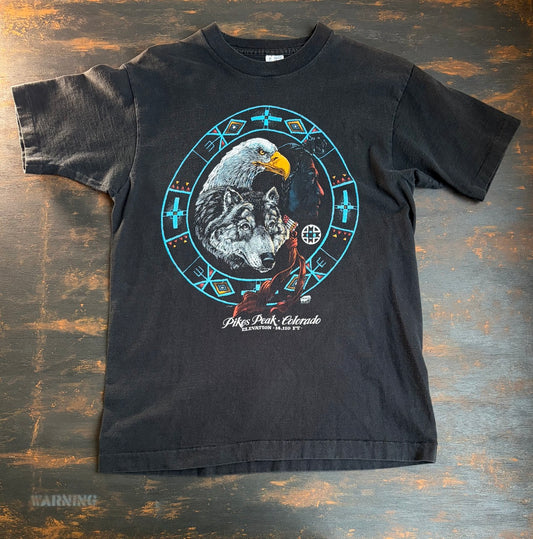 90s "Pikes Peak Colorado" Eagle & Wolf Native Single Stitch Tee - Size M