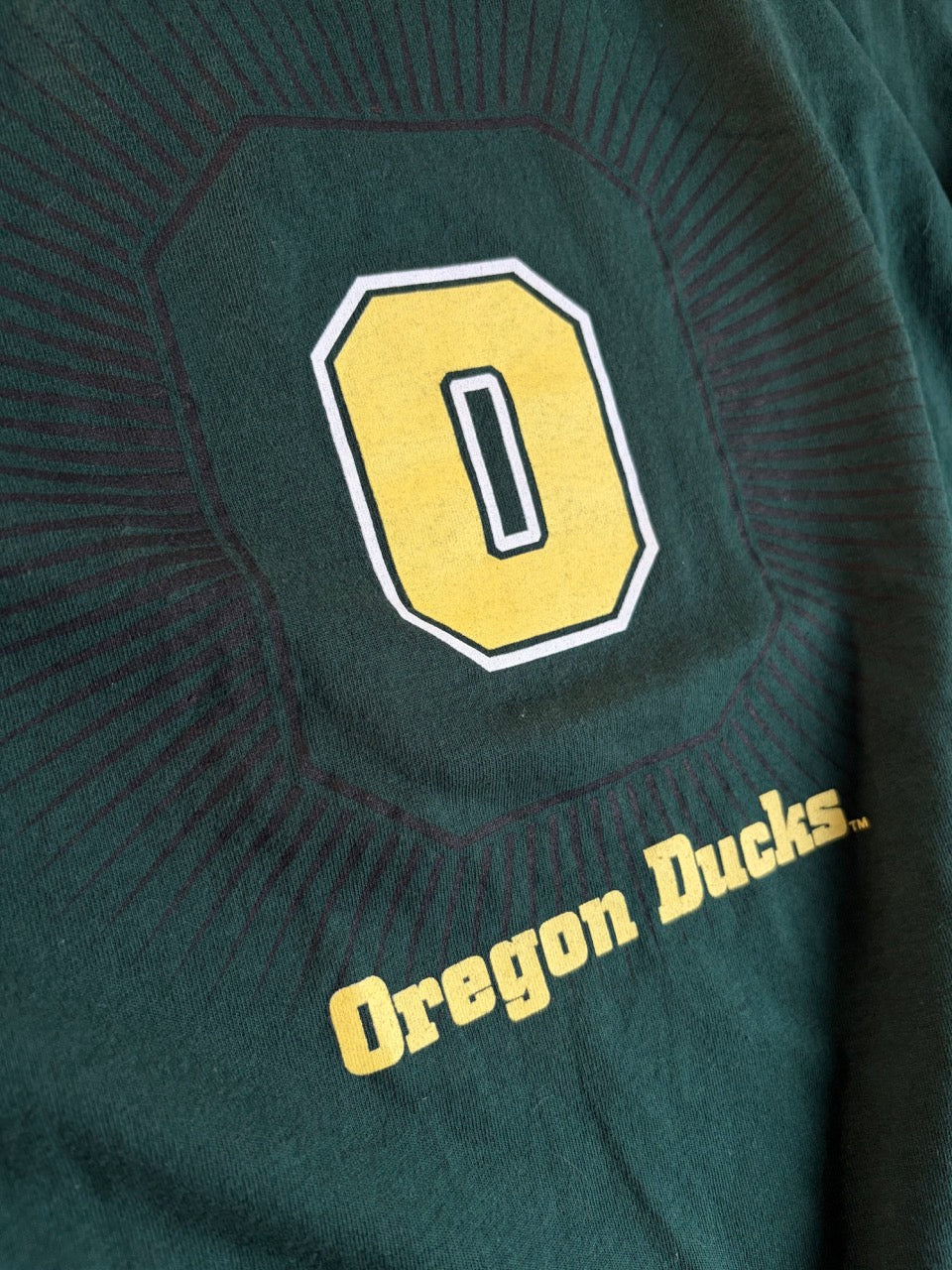 90s-00s Oregon Ducks "O" Logo Sun Faded Tee - Size L
