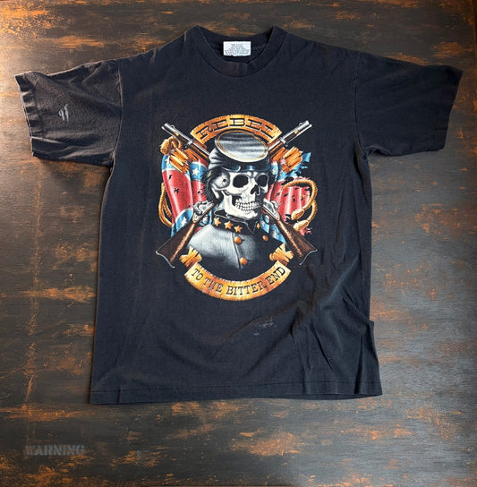 90s REBEL Skull "To The Bitter End" Single Stitch Tee - Size M