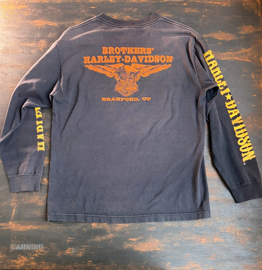 "Harley-Davidson BRANFORD, CT" Both Sides & Sleeve Print L/S Tee - Size M