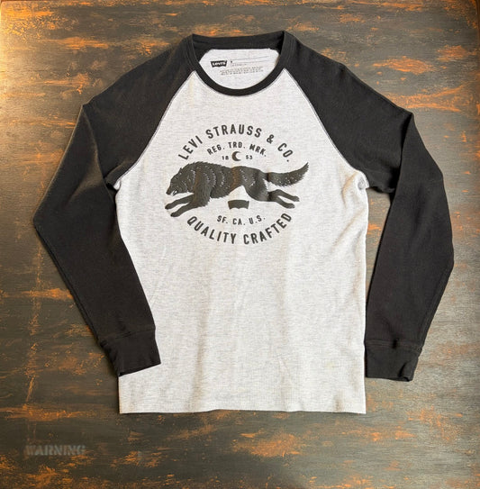 "LEVI'S" Wolf Graphic Raglan Waffle Thermal L/S Tee - Size M