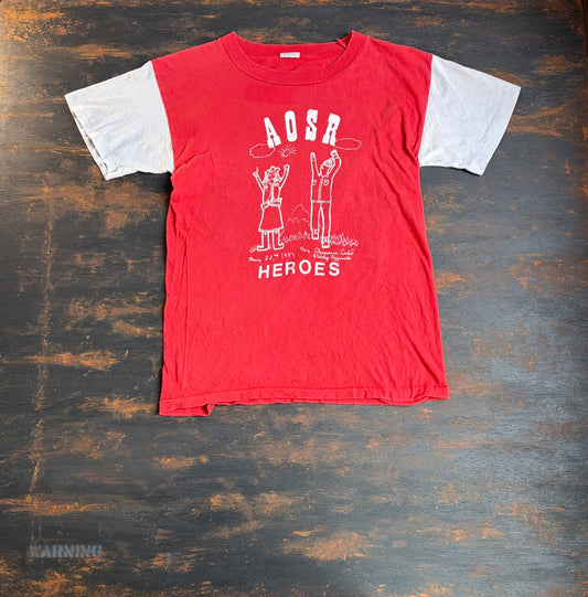 1980s "AOSR HEROES" Single Stitch Raglan Tee - Size Kids M