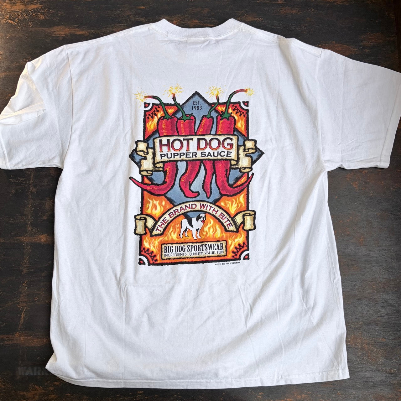 1998 "BIG DOGS Hot Dog Pupper Sauce" DELTA Graphic Tee - Size XL